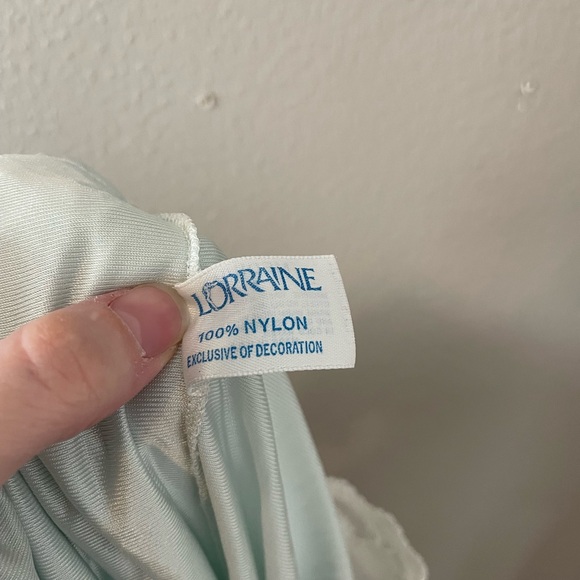 Elegant Light Teal Lace Trim Slip Dress - Picture 6 of 7